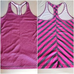 Nike dri fit racerback pink gray striped tank medium NWOT